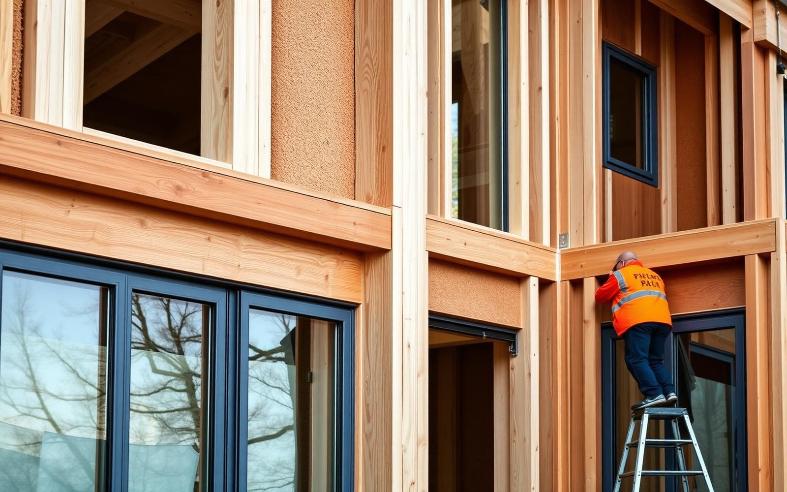 Close-up of insulated building envelope and glazing detail on a London residential scheme